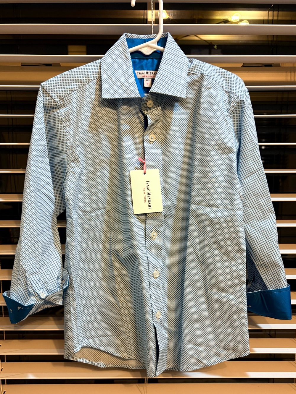 Boys Size 6 Isaac Mizrahi Blue & White Long Sleeve Dress Shirt Button Down NWT